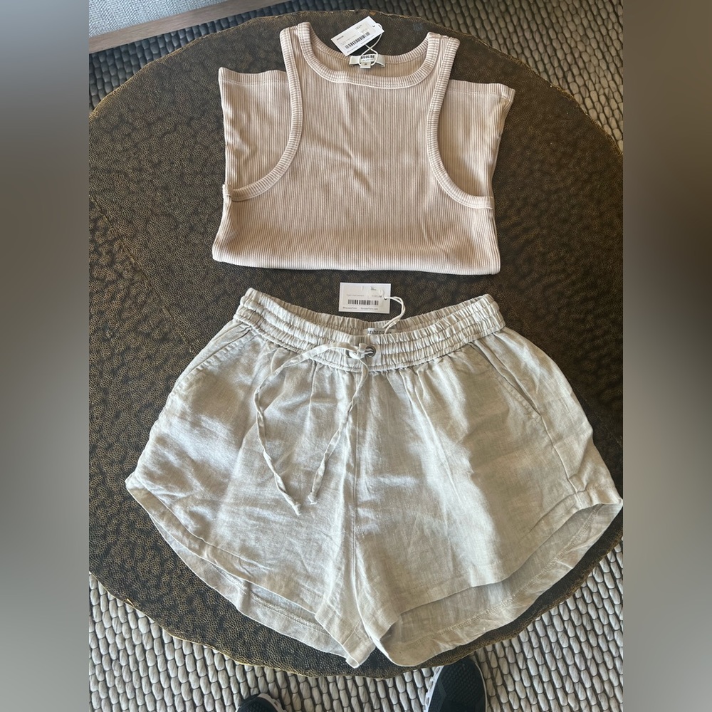 Agolde tank and Anthropy linen shorts